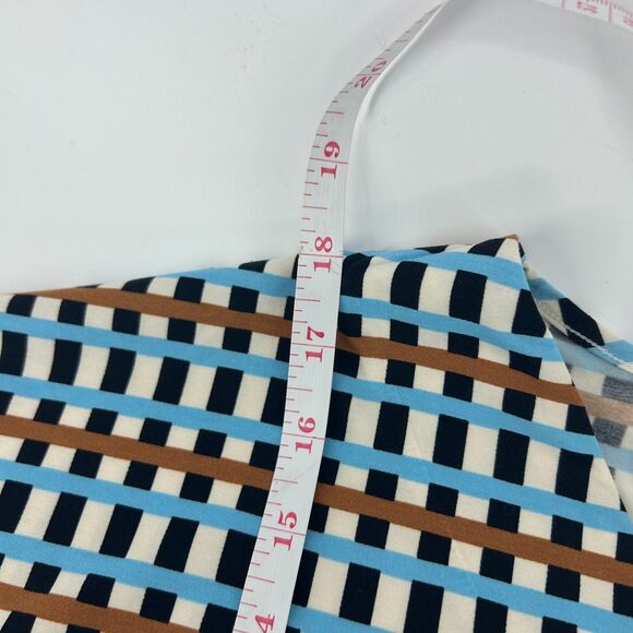 J. McLaughlin Wrap Top Womens XS Blue Brown Geometric Print Blouse Stretchy Soft - Picture 12 of 12